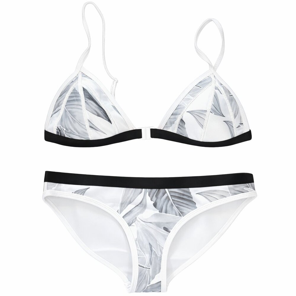 NWT Duskii Neoprene Bikini Black White Palm Print M/L